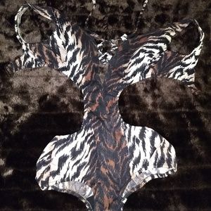 Vintage tiger print swimsuit 1960s- Small